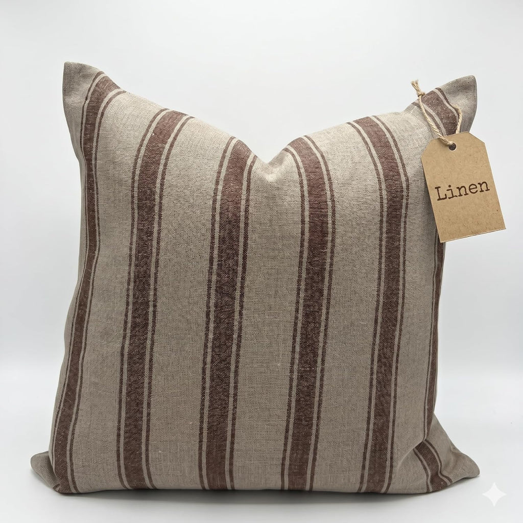 Linen Throw Pillow Covers Stripe Pillow Cover 18x18 inch Spring Decorative Pillow Covers for Living Room, Bedroom
