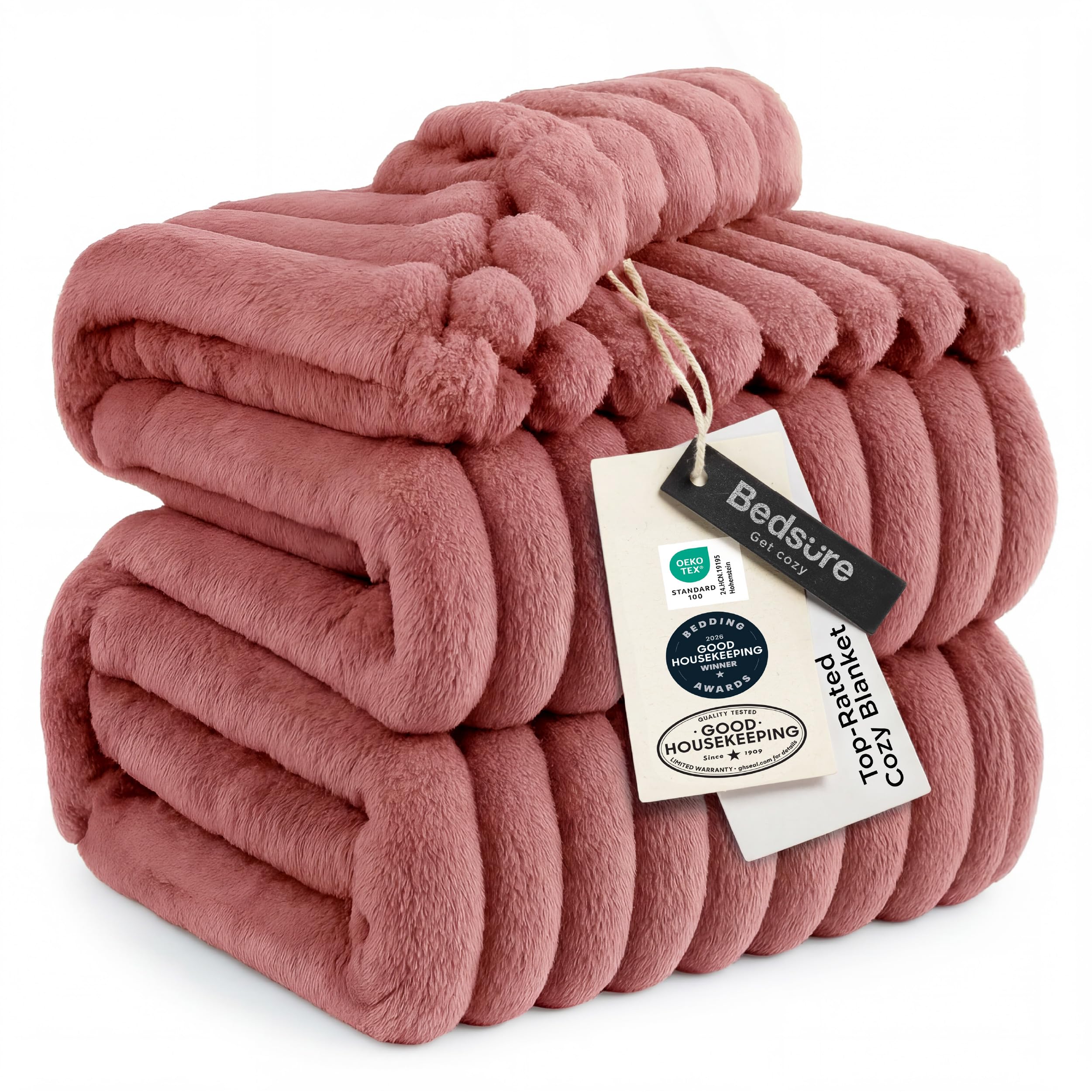 Bedsure GentleSoft Fleece Bed Blankets Full Size - Cozy Soft Blankets for Women, Cute Small Throws for Girls, Beige, 84x90 Inches