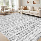 cotiled 5x7 Area Rug Living Room: Washable Boho Rugs with Non Slip Backing Large Soft Indoor Stain Resistant Carpet for Bedroom Farmhouse Dining Room Lightweight Home Decor L Brown/Cream