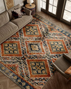 BESTSWEETIE Area Rug 5x7 Rug Machine Washable Non-Slip Low Pile Print Pattern Western Rug for Living Room Bedroom Entryway Tribal Series -Black