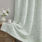 Beauoop Beige Floral Jacquard Blackout Curtains 90 Inches Long 2 Panels for Bedroom Living Room Chenille Flower Room Darkening Thermal Insulated Soundproof Rod Pocket Back Tab Window Drapes 52x90