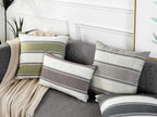 AmHoo Pack of 2 Farmhouse Linen Throw Pillow Cover Cushion Stripe Decoration Buffalo Retro Pillowcase with Hidden Zipper for Sofa Bedroom Car 18 x 18 Inch Blue