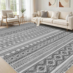 cotiled 5x7 Area Rug Living Room: Washable Boho Rugs with Non Slip Backing Large Soft Indoor Stain Resistant Carpet for Bedroom Farmhouse Dining Room Lightweight Home Decor L Brown/Cream