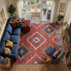 BESTSWEETIE Area Rug 5x7 Rug Machine Washable Non-Slip Low Pile Print Pattern Western Rug for Living Room Bedroom Entryway Tribal Series -Black