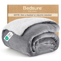 Bedsure GentleSoft Sherpa Fleece Queen Blankets for Bed, Non-Heated, Thick and Warm Throw for Women and Men, Soft Fuzzy Plush Queen Blanket for Winter, Grey, 90x90 Inches