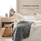 Bedsure GentleSoft Sherpa Fleece Queen Blankets for Bed, Non-Heated, Thick and Warm Throw for Women and Men, Soft Fuzzy Plush Queen Blanket for Winter, Grey, 90x90 Inches
