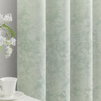 Beauoop Beige Floral Jacquard Blackout Curtains 84 Inches Long 2 Panels for Bedroom Living Room Chenille Flower Room Darkening Thermal Insulated Soundproof Rod Pocket Back Tab Window Drapes, 52x84