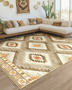 BESTSWEETIE Area Rug 5x7 Rug Machine Washable Non-Slip Low Pile Print Pattern Western Rug for Living Room Bedroom Entryway Tribal Series -Black
