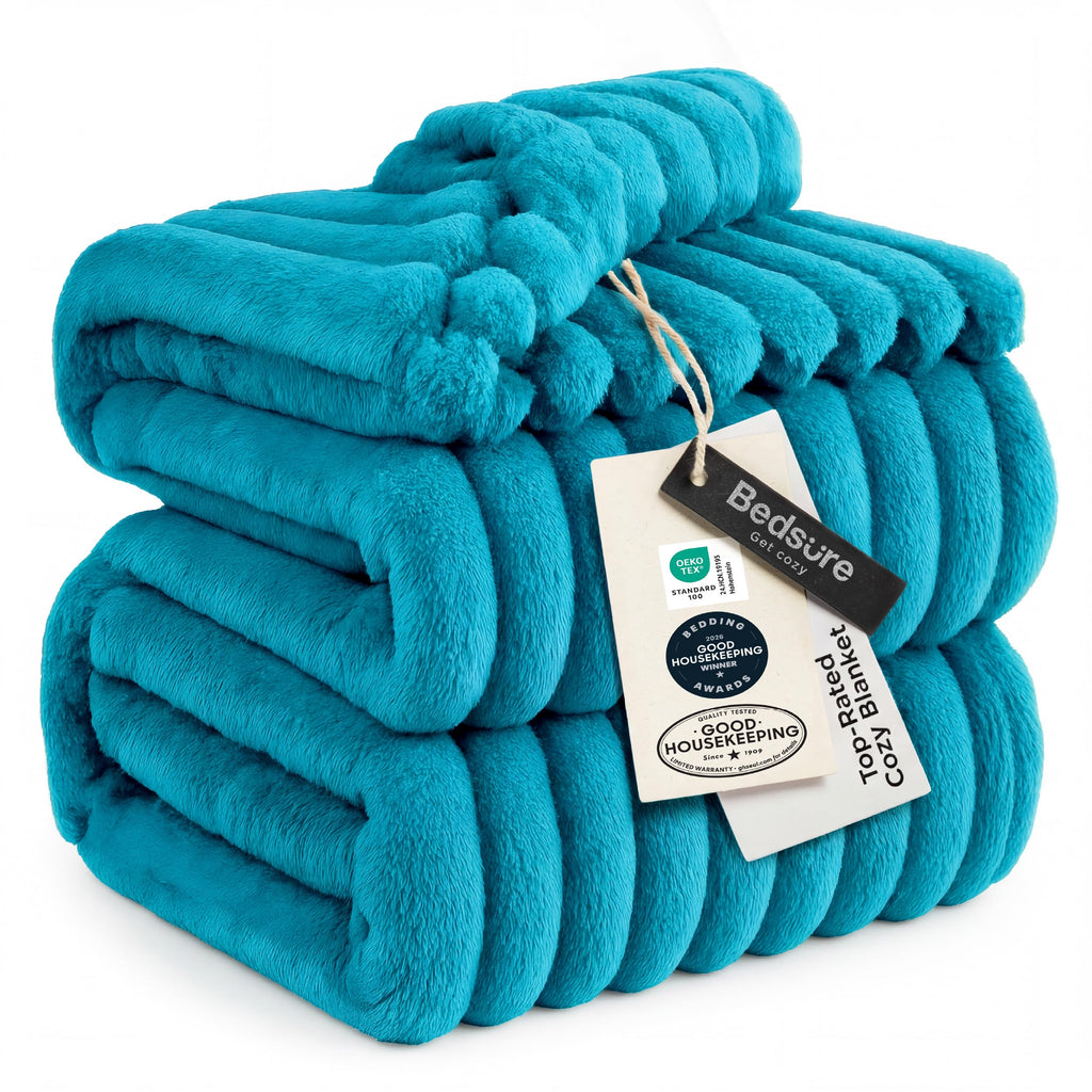 Bedsure GentleSoft Blankets Queen Size for Bed - Cozy Soft Sofa Couch Cover Blankets for Women, Cute Large Bedding Fleece Throws for Girls, Off White, 90x90 Inches