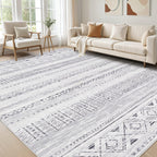 cotiled 5x7 Area Rug Living Room: Washable Boho Rugs with Non Slip Backing Large Soft Indoor Stain Resistant Carpet for Bedroom Farmhouse Dining Room Lightweight Home Decor L Brown/Cream