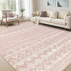 cotiled 5x7 Area Rug Living Room: Washable Boho Rugs with Non Slip Backing Large Soft Indoor Stain Resistant Carpet for Bedroom Farmhouse Dining Room Lightweight Home Decor L Brown/Cream