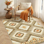 BESTSWEETIE Area Rug 5x7 Rug Machine Washable Non-Slip Low Pile Print Pattern Western Rug for Living Room Bedroom Entryway Tribal Series -Black