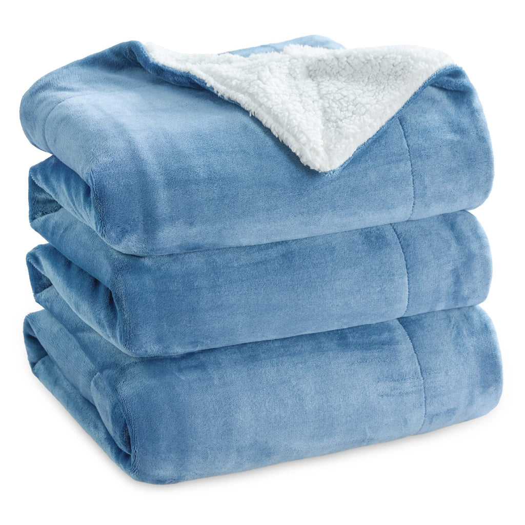 Bedsure GentleSoft Sherpa Fleece Queen Blankets for Bed, Non-Heated, Thick and Warm Throw for Women and Men, Soft Fuzzy Plush Queen Blanket for Winter, Grey, 90x90 Inches