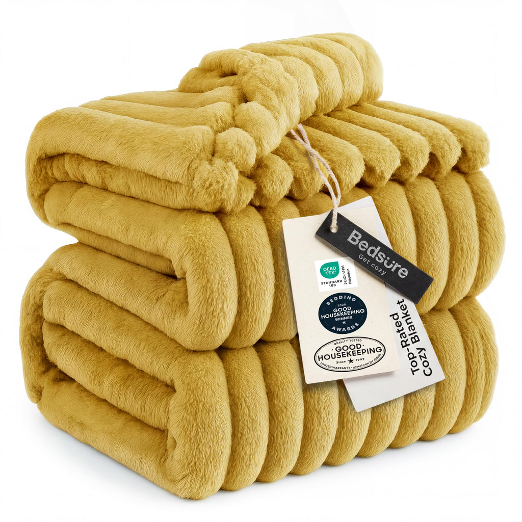 Bedsure GentleSoft Blankets Queen Size for Bed - Cozy Soft Sofa Couch Cover Blankets for Women, Cute Large Bedding Fleece Throws for Girls, Off White, 90x90 Inches