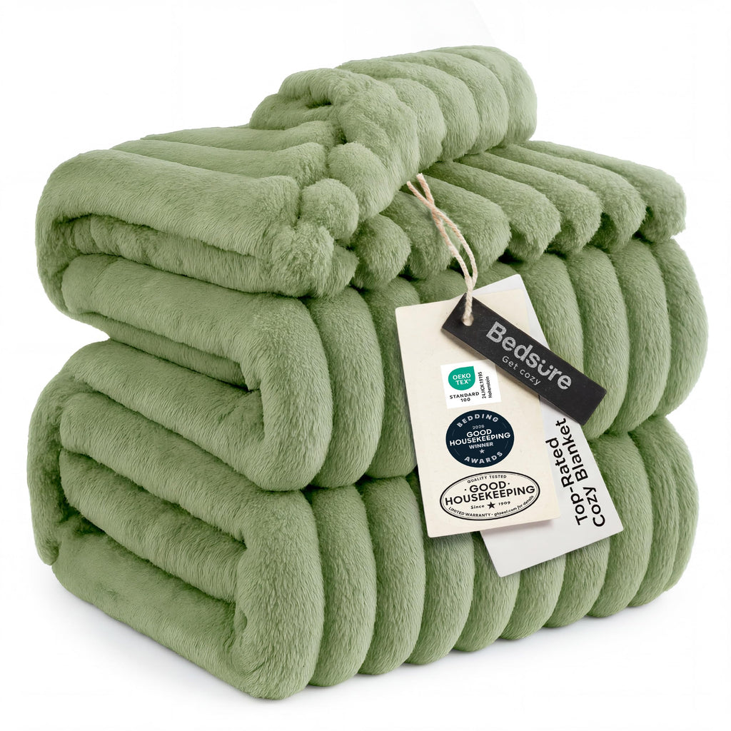 Bedsure GentleSoft Blankets Queen Size for Bed - Cozy Soft Sofa Couch Cover Blankets for Women, Cute Large Bedding Fleece Throws for Girls, Off White, 90x90 Inches