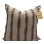 Linen Throw Pillow Covers Stripe Brown Pillow Cover Spring Decorative Pillow Covers for Living Room, Bedroom (Brown Stripes, 22" L x 22" W)