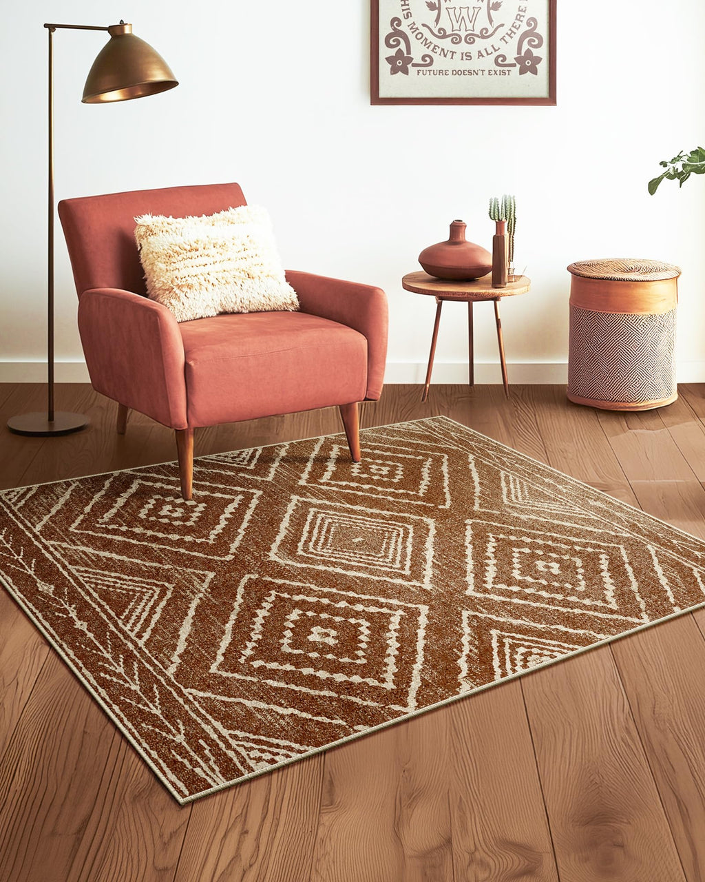 BESTSWEETIE Area Rug 5x7 Rug Machine Washable Non-Slip Low Pile Print Pattern Western Rug for Living Room Bedroom Entryway Tribal Series -Black