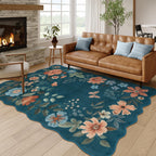 Lahome Floral Living Room Rugs, Area Rugs 5x7 Rug for Bedroom Ultra-Thin Soft Rug, Non-Slip Washable Rugs Stain Resistant Boho Rug Flore Throw Rug for ‎Dining Room Office (5x7ft,Green)