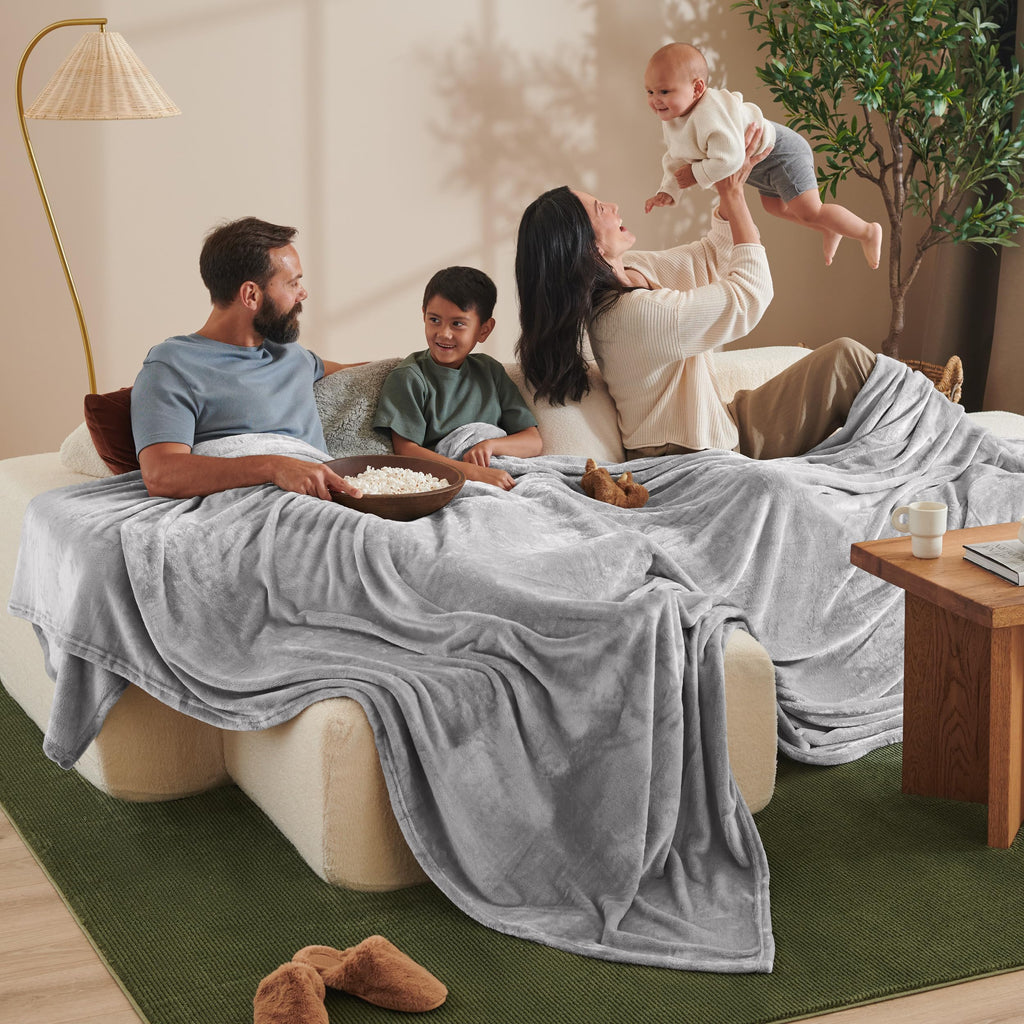 Bare Home Fleece Blanket - King Size - Ultra-Soft Lightweight for Bed, Sofa, and Couch - Luxury Microplush - Cozy Warm Blanket (King, Grey)