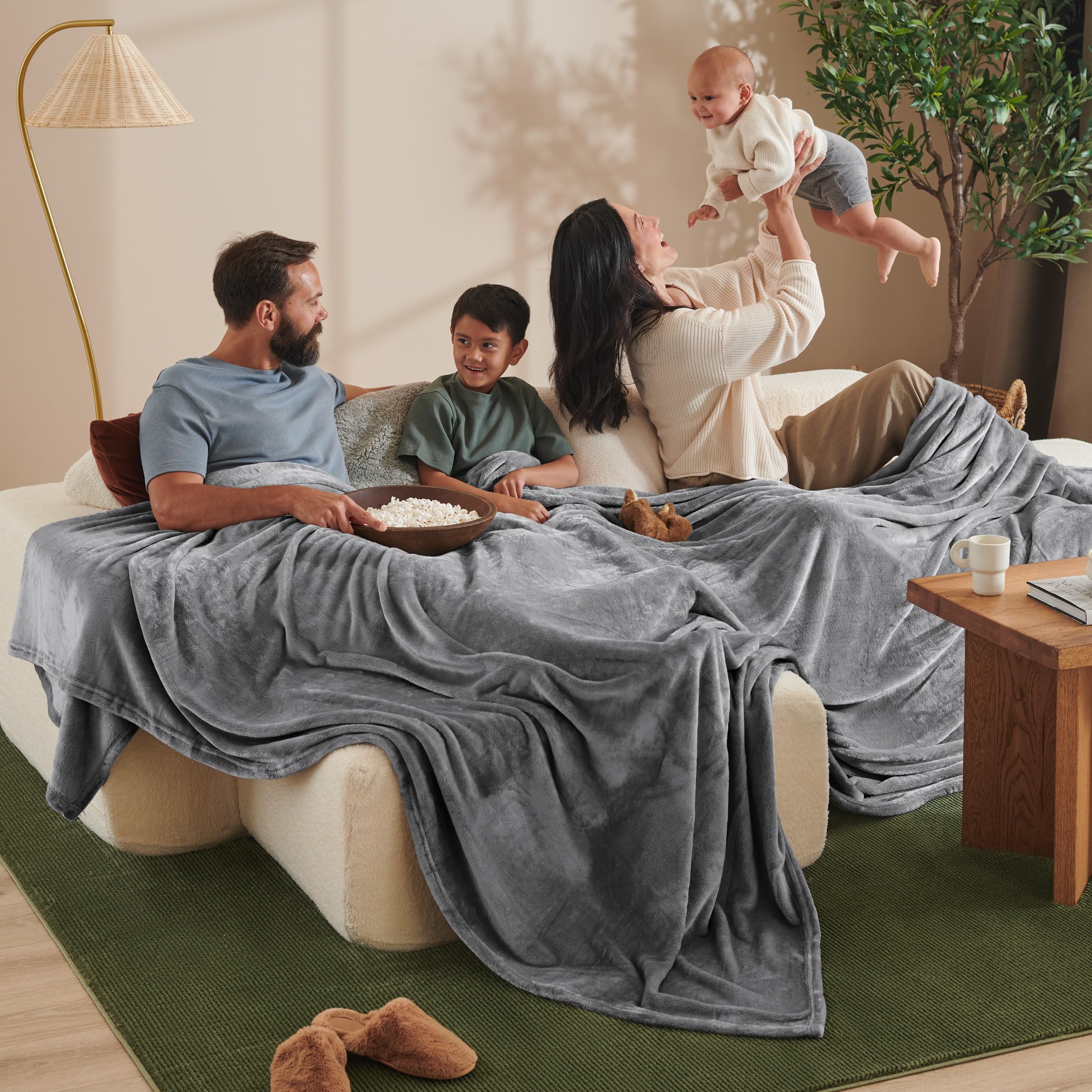 Bare Home Fleece Blanket - King Size - Ultra-Soft Lightweight for Bed, Sofa, and Couch - Luxury Microplush - Cozy Warm Blanket (King, Grey)