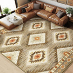 BESTSWEETIE Area Rug 5x7 Rug Machine Washable Non-Slip Low Pile Print Pattern Western Rug for Living Room Bedroom Entryway Tribal Series -Black