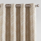 jinchan Taupe Printed Curtains Modern Jacquard Curtains with Herringbone Geometric Zigzag Pattern Room Darkening Drapes for Living Room Bedroom Grommet Top Window Treatments 63 Inch Length 2 Panels