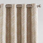 jinchan Taupe Printed Curtains Modern Jacquard Curtains with Herringbone Geometric Zigzag Pattern Room Darkening Drapes for Living Room Bedroom Grommet Top Window Treatments 63 Inch Length 2 Panels