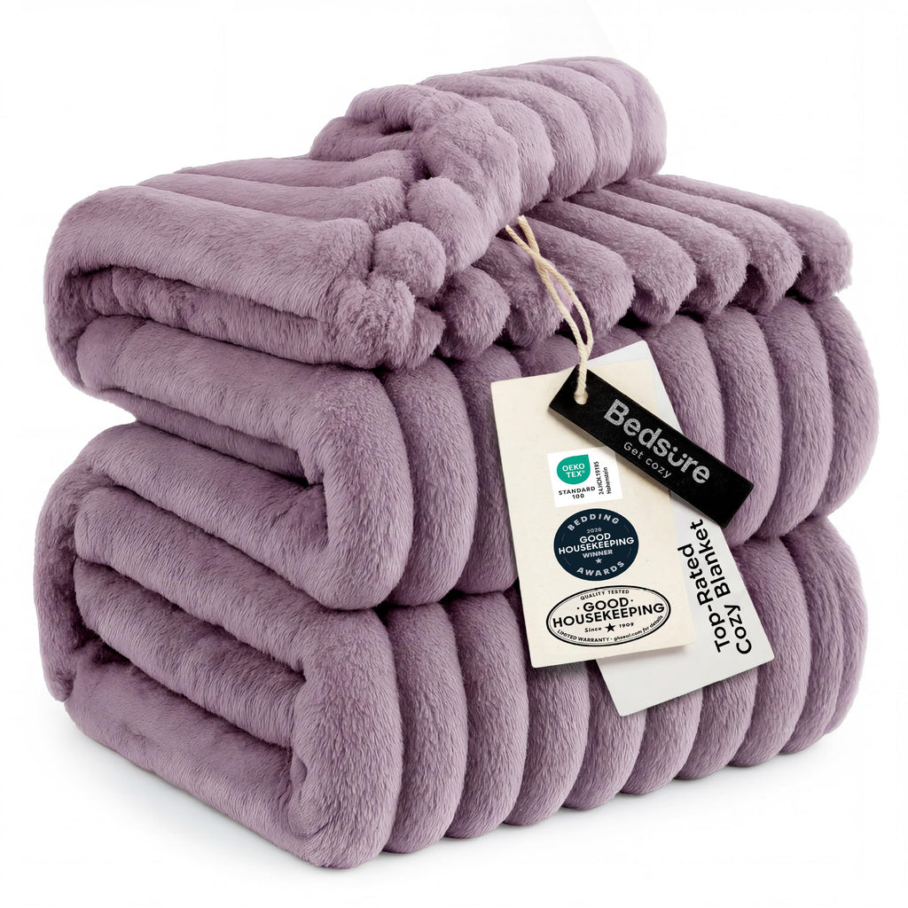 Bedsure GentleSoft Fleece Bed Blankets Full Size - Cozy Soft Blankets for Women, Cute Small Throws for Girls, Beige, 84x90 Inches
