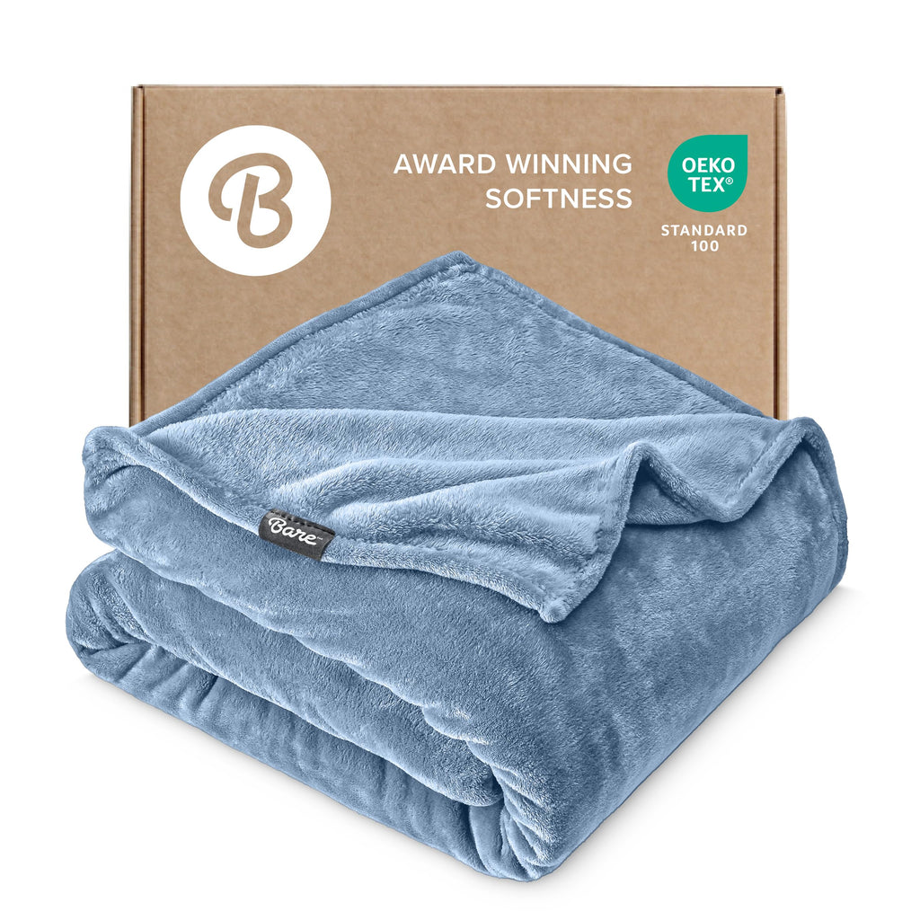 Bare Home Fleece Blanket - King Size - Ultra-Soft Lightweight for Bed, Sofa, and Couch - Luxury Microplush - Cozy Warm Blanket (King, Grey)