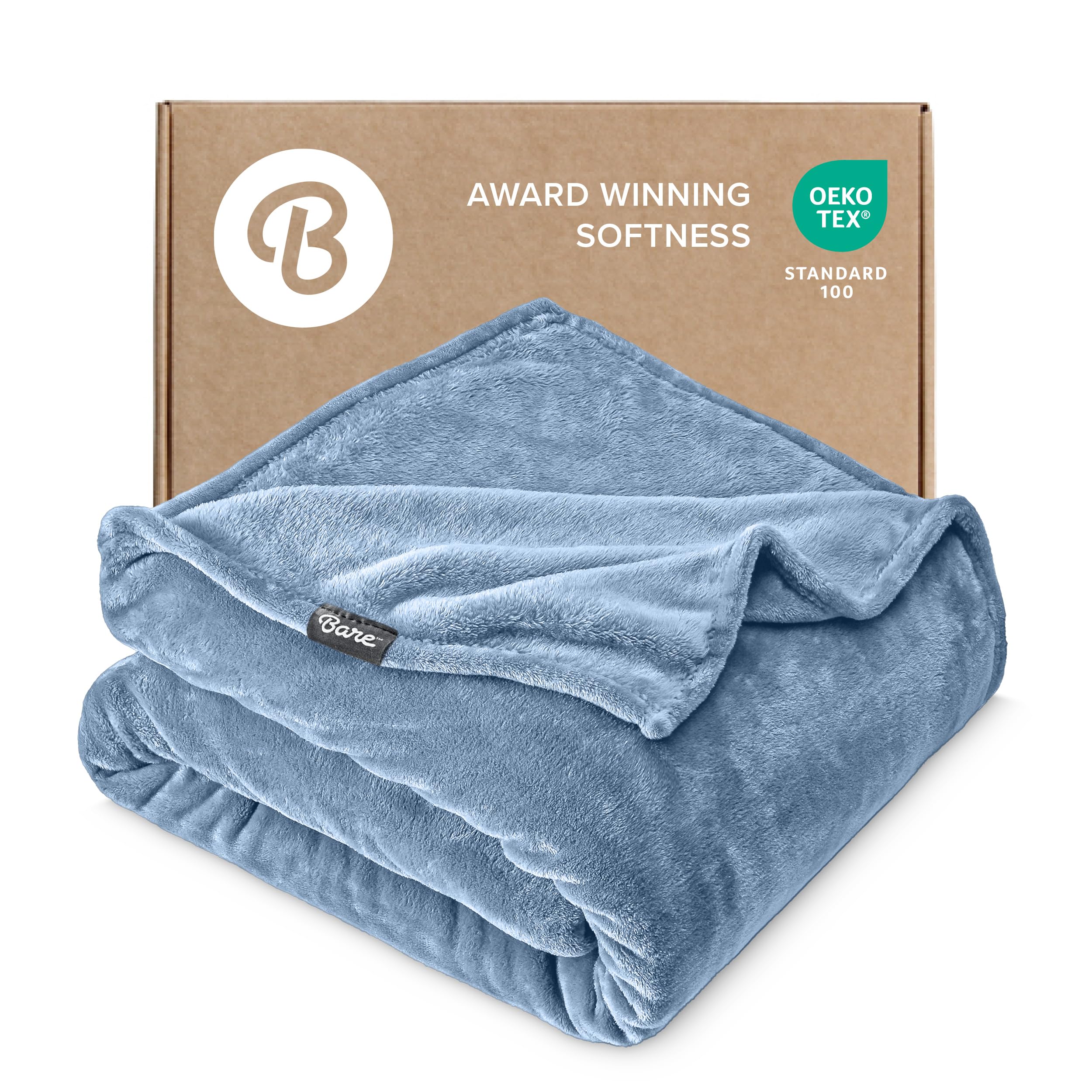 Bare Home Fleece Blanket - King Size - Ultra-Soft Lightweight for Bed, Sofa, and Couch - Luxury Microplush - Cozy Warm Blanket (King, Grey)