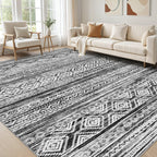 cotiled 5x7 Area Rug Living Room: Washable Boho Rugs with Non Slip Backing Large Soft Indoor Stain Resistant Carpet for Bedroom Farmhouse Dining Room Lightweight Home Decor L Brown/Cream