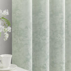 Beauoop Beige Floral Jacquard Blackout Curtains 90 Inches Long 2 Panels for Bedroom Living Room Chenille Flower Room Darkening Thermal Insulated Soundproof Rod Pocket Back Tab Window Drapes 52x90