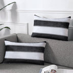 AmHoo Pack of 2 Farmhouse Stripe Check Throw Pillow Covers Set Case Cotton Linen Decorative Pillowcases Cushion Cover for Couch Bench Sofa 18x18 Inch Sage Green