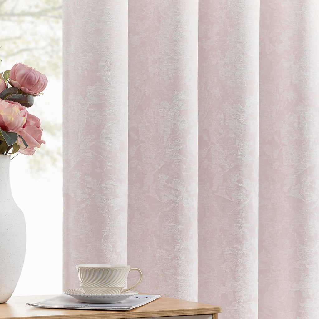 Beauoop Beige Floral Jacquard Blackout Curtains 96 Inches Long 2 Panels for Bedroom Living Room Chenille Flower Room Darkening Thermal Insulated Soundproof Rod Pocket Back Tab Window Drapes, 52x96