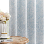 Beauoop Beige Floral Jacquard Blackout Curtains 84 Inches Long 2 Panels for Bedroom Living Room Chenille Flower Room Darkening Thermal Insulated Soundproof Rod Pocket Back Tab Window Drapes, 52x84