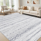 cotiled 5x7 Area Rug Living Room: Washable Boho Rugs with Non Slip Backing Large Soft Indoor Stain Resistant Carpet for Bedroom Farmhouse Dining Room Lightweight Home Decor L Brown/Cream
