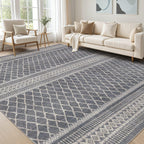 cotiled 5x7 Area Rug Living Room: Washable Boho Rugs with Non Slip Backing Large Soft Indoor Stain Resistant Carpet for Bedroom Farmhouse Dining Room Lightweight Home Decor L Brown/Cream
