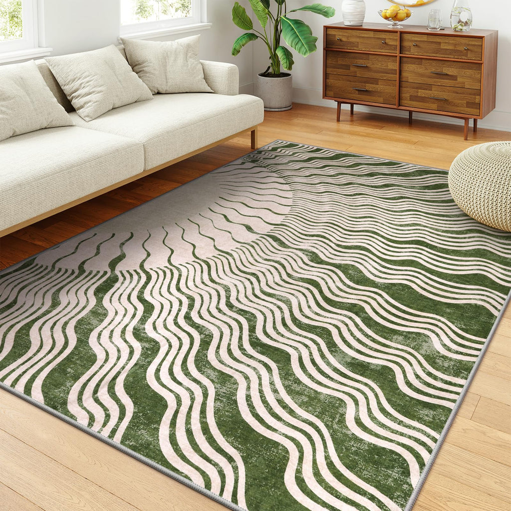 Hedlive Boho 8x10 Area Rugs, Sun Print Soft Washable Rugs 8x10 Rug for Living Room Nursery, Ultra-Thin Non-Slip Kids Rug Large Carpet for Playroom Bedroom Classroom(8x10ft,Gold/Multi)