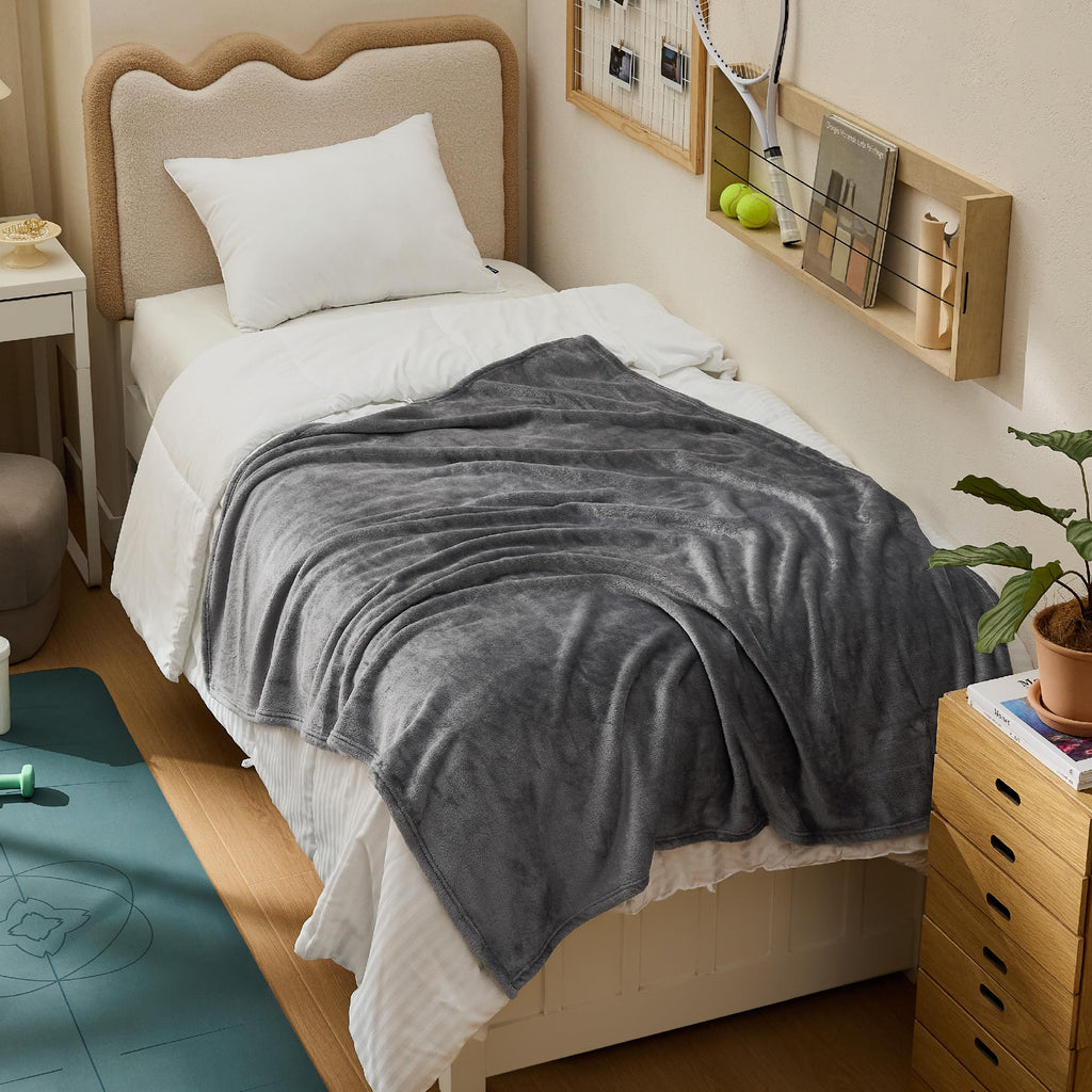 Bedsure GentleSoft Fleece Blanket Twin Size Cream - 300GSM Lightweight Plush Fuzzy Cozy Soft Warm Blanket for Bed, Sofa, Couch, Travel, Camping, 60x80 inches
