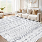 cotiled 5x7 Area Rug Living Room: Washable Boho Rugs with Non Slip Backing Large Soft Indoor Stain Resistant Carpet for Bedroom Farmhouse Dining Room Lightweight Home Decor L Brown/Cream