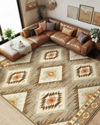 BESTSWEETIE Area Rug 5x7 Rug Machine Washable Non-Slip Low Pile Print Pattern Western Rug for Living Room Bedroom Entryway Tribal Series -Black