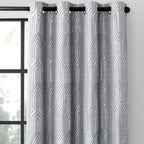 Beige and Silvery 100% Blackout Jacquard Geometric Pattern Curtains,52 Inch Wide 84 Inches Long 2 Panels, Thermal Insulated Noise Reducing Anti-Rust Grommet Drapes for Bedroom Living Room, Cream