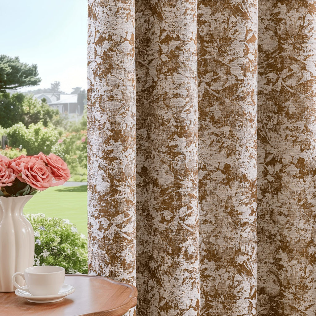 Beauoop Beige Floral Jacquard Blackout Curtains 90 Inches Long 2 Panels for Bedroom Living Room Chenille Flower Room Darkening Thermal Insulated Soundproof Rod Pocket Back Tab Window Drapes 52x90