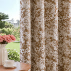 Beauoop Beige Floral Jacquard Blackout Curtains 96 Inches Long 2 Panels for Bedroom Living Room Chenille Flower Room Darkening Thermal Insulated Soundproof Rod Pocket Back Tab Window Drapes, 52x96