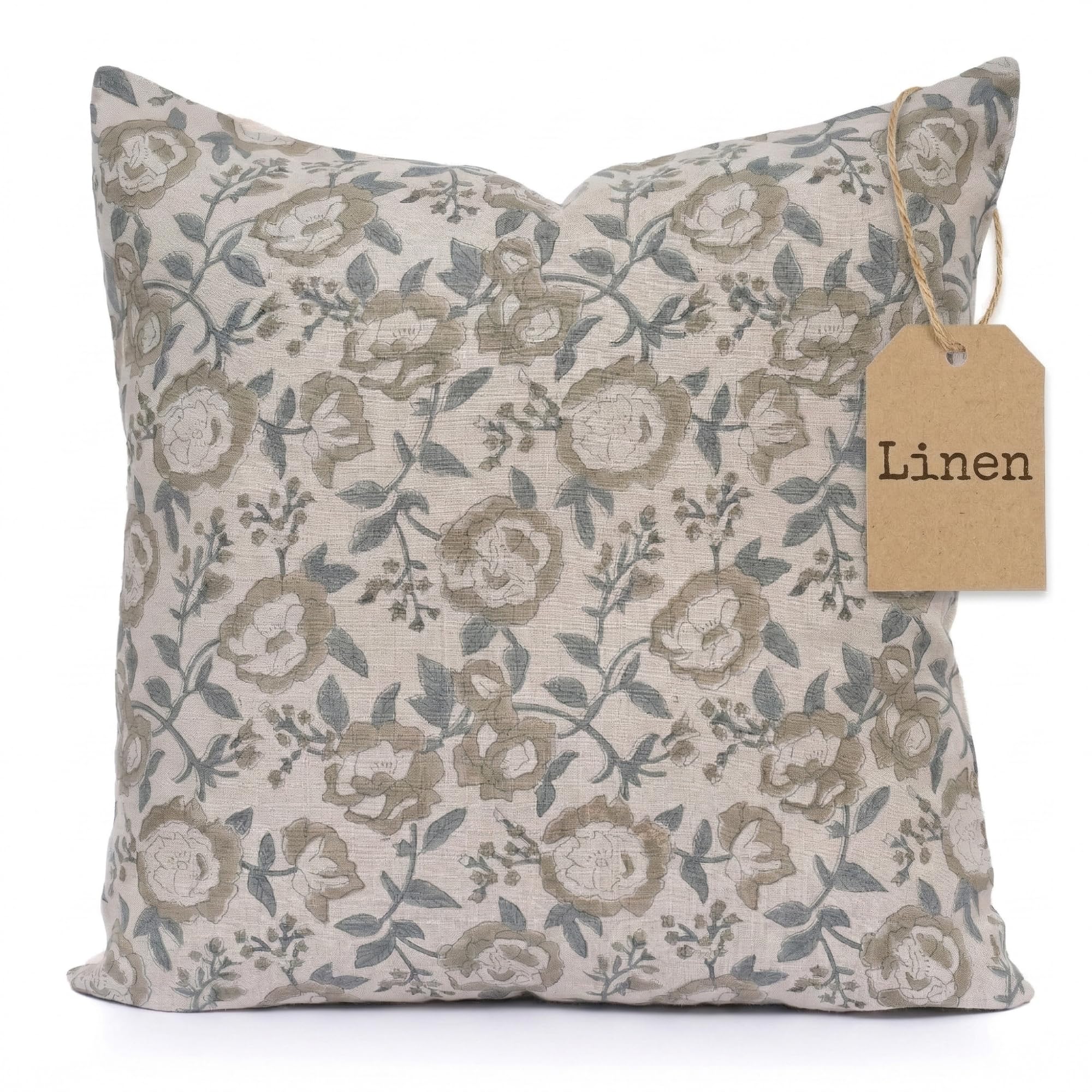 Linen Throw Pillow Covers Stripe Brown Pillow Cover Spring Decorative Pillow Covers for Living Room, Bedroom (Brown Stripes, 22" L x 22" W)