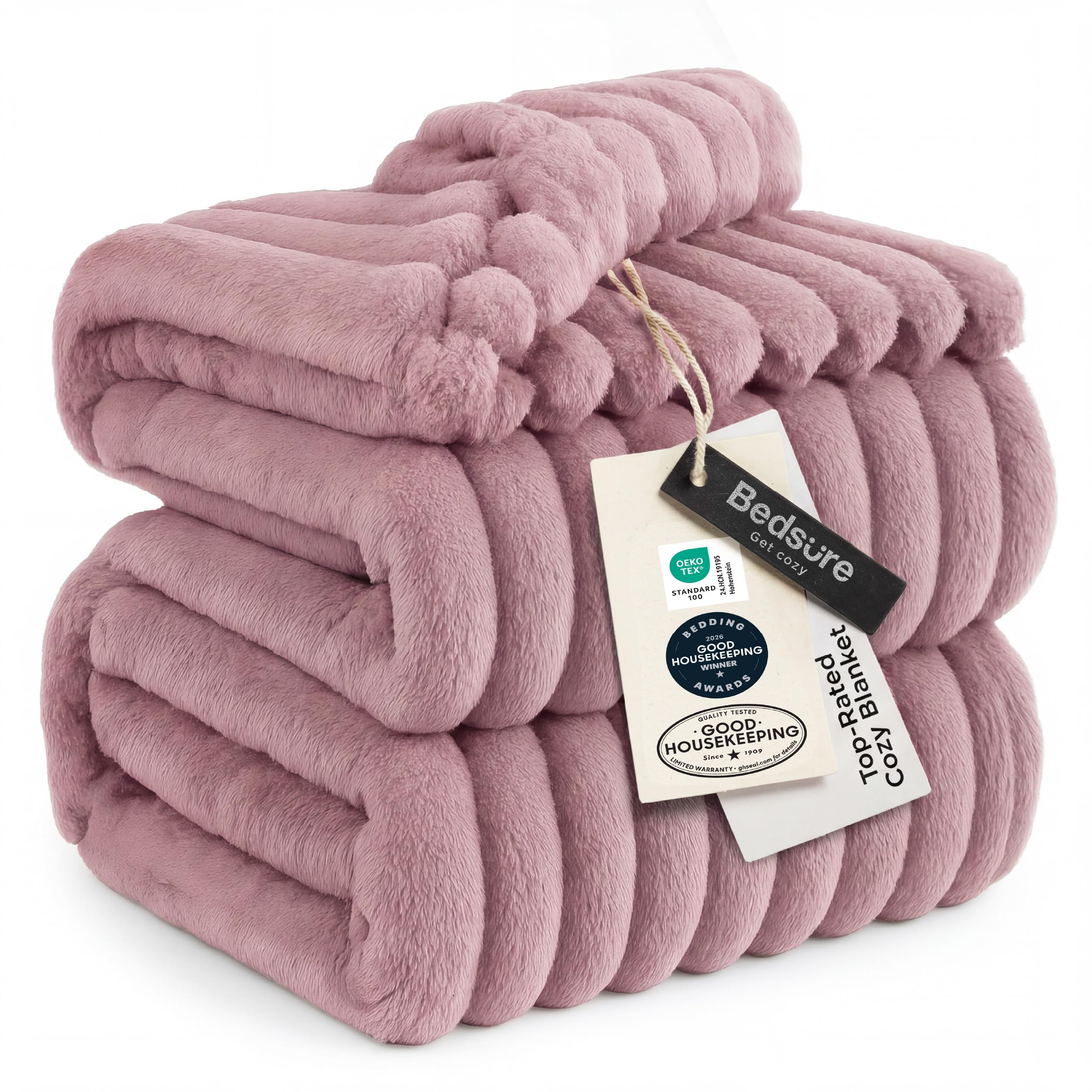 Bedsure GentleSoft Blankets Queen Size for Bed - Cozy Soft Sofa Couch Cover Blankets for Women, Cute Large Bedding Fleece Throws for Girls, Off White, 90x90 Inches