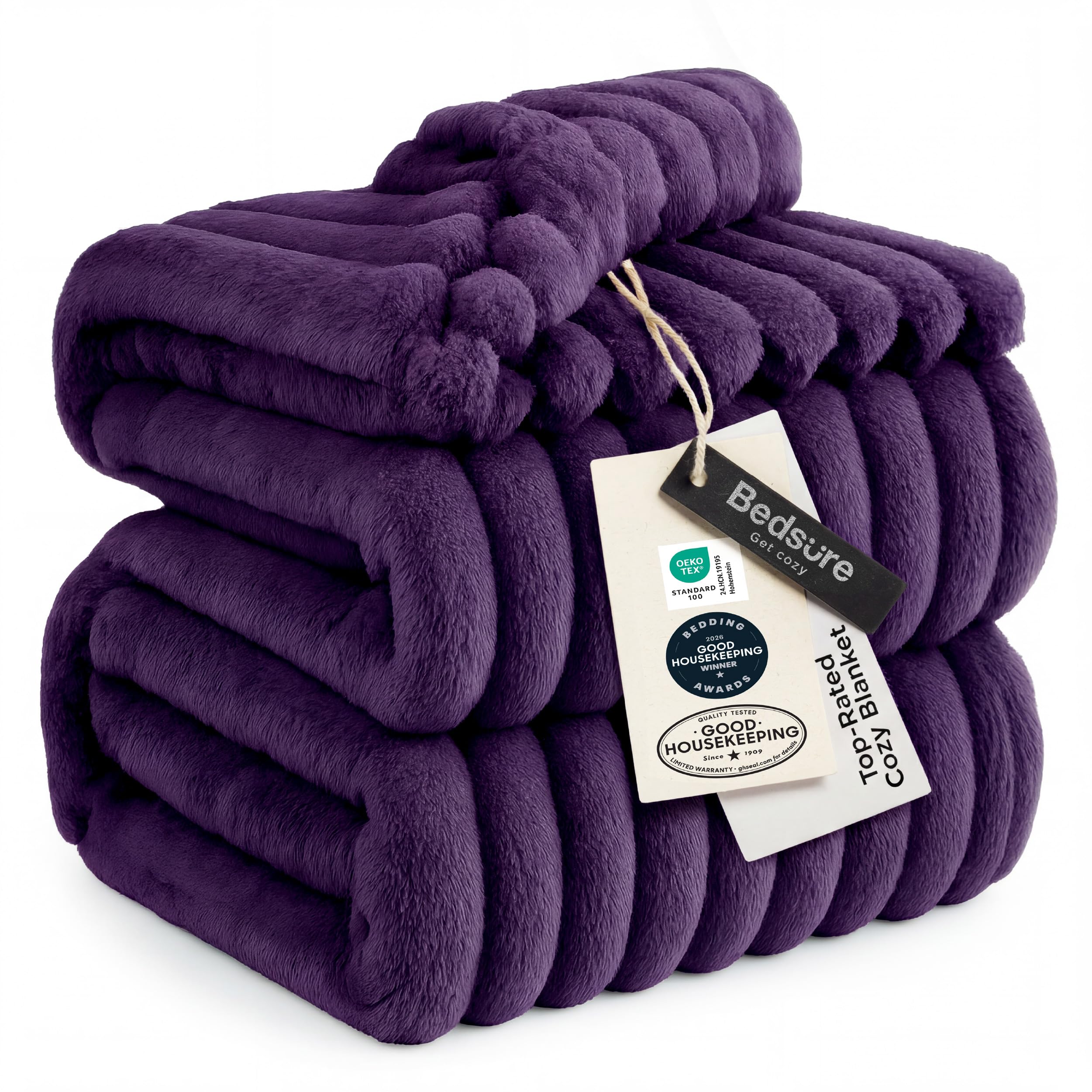 Bedsure GentleSoft Blankets Queen Size for Bed - Cozy Soft Sofa Couch Cover Blankets for Women, Cute Large Bedding Fleece Throws for Girls, Off White, 90x90 Inches