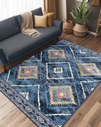 BESTSWEETIE Area Rug 5x7 Rug Machine Washable Non-Slip Low Pile Print Pattern Western Rug for Living Room Bedroom Entryway Tribal Series -Black