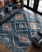 BESTSWEETIE Area Rug 5x7 Rug Machine Washable Non-Slip Low Pile Print Pattern Western Rug for Living Room Bedroom Entryway Tribal Series -Black