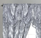 GOHD Luxe Love. Jacquard Window Curtain Panel Drape with Attached Fancy Valance. 2pcs Set (Sand, 84" Drop x 54" Wide with 18" Valance x 2pcs)